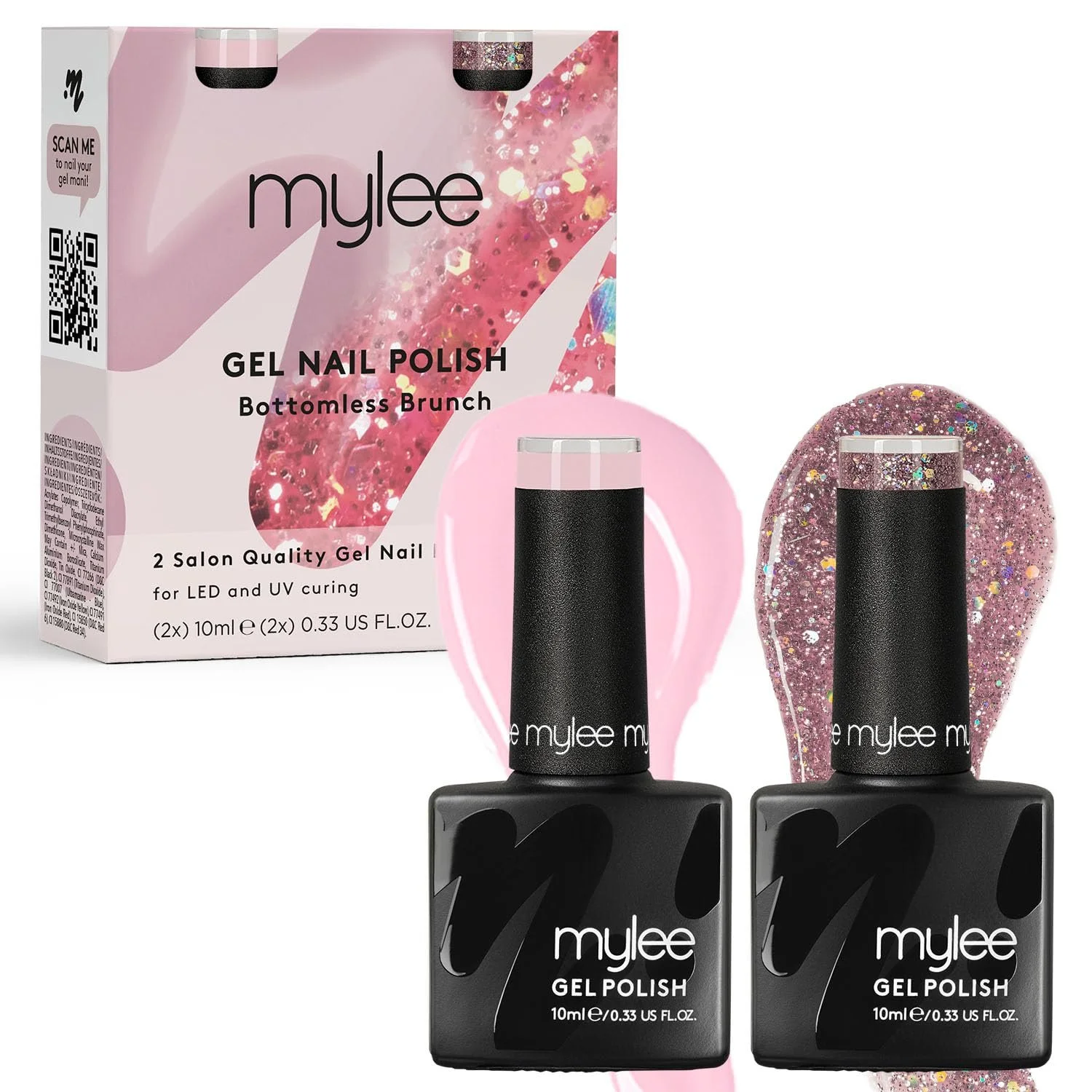 Гель-лак MYLEE Pink & Glitter Duo Розовый и блестящий, набор 2 x 10 мл, фото №1
