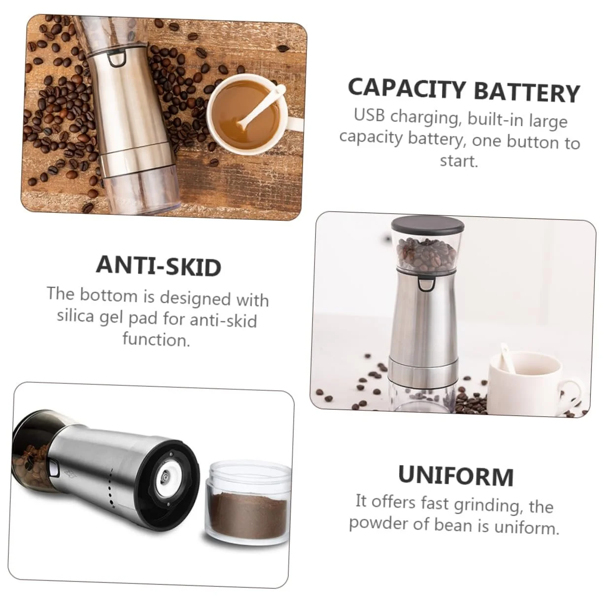 Электрическая кофемолка Cold Press Juicer для перца, эспрессо, нержавеющая сталь, регулируемая, керамический сердечник, серебряная, фото №4 Электрическая кофемолка Cold Press Juicer для перца, эспрессо, нержавеющая сталь, регулируемая, керамический сердечник, серебряная, фото №4