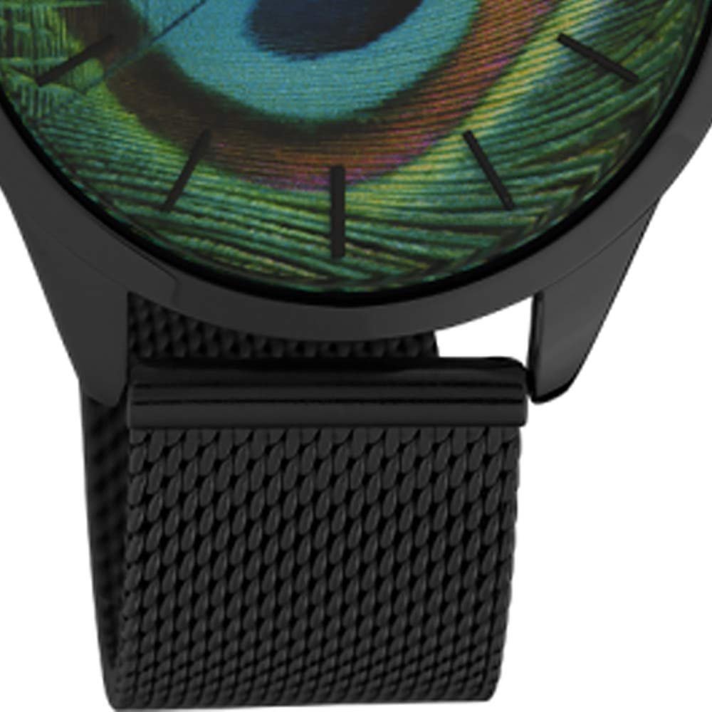 Жіночий годинник Oozoo Vintage Ремінець міланського плетіння з нержавіючої сталі Павич Чорний 43 мм Чорний C10253, фото №3