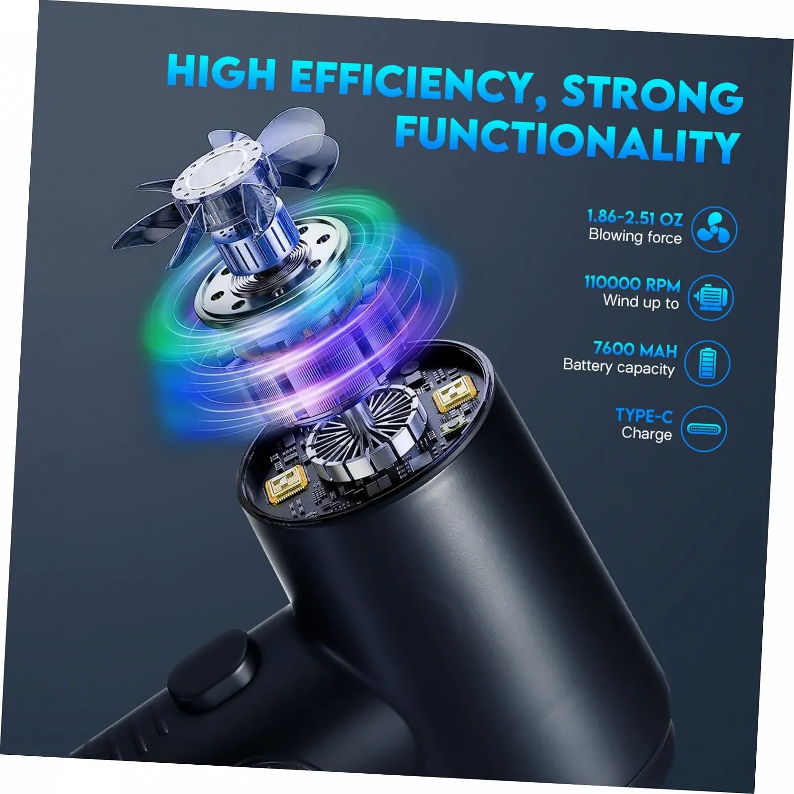 Аккумуляторный ручной пылесос Veemoon Portable Powerful для авто и дома, фото №9