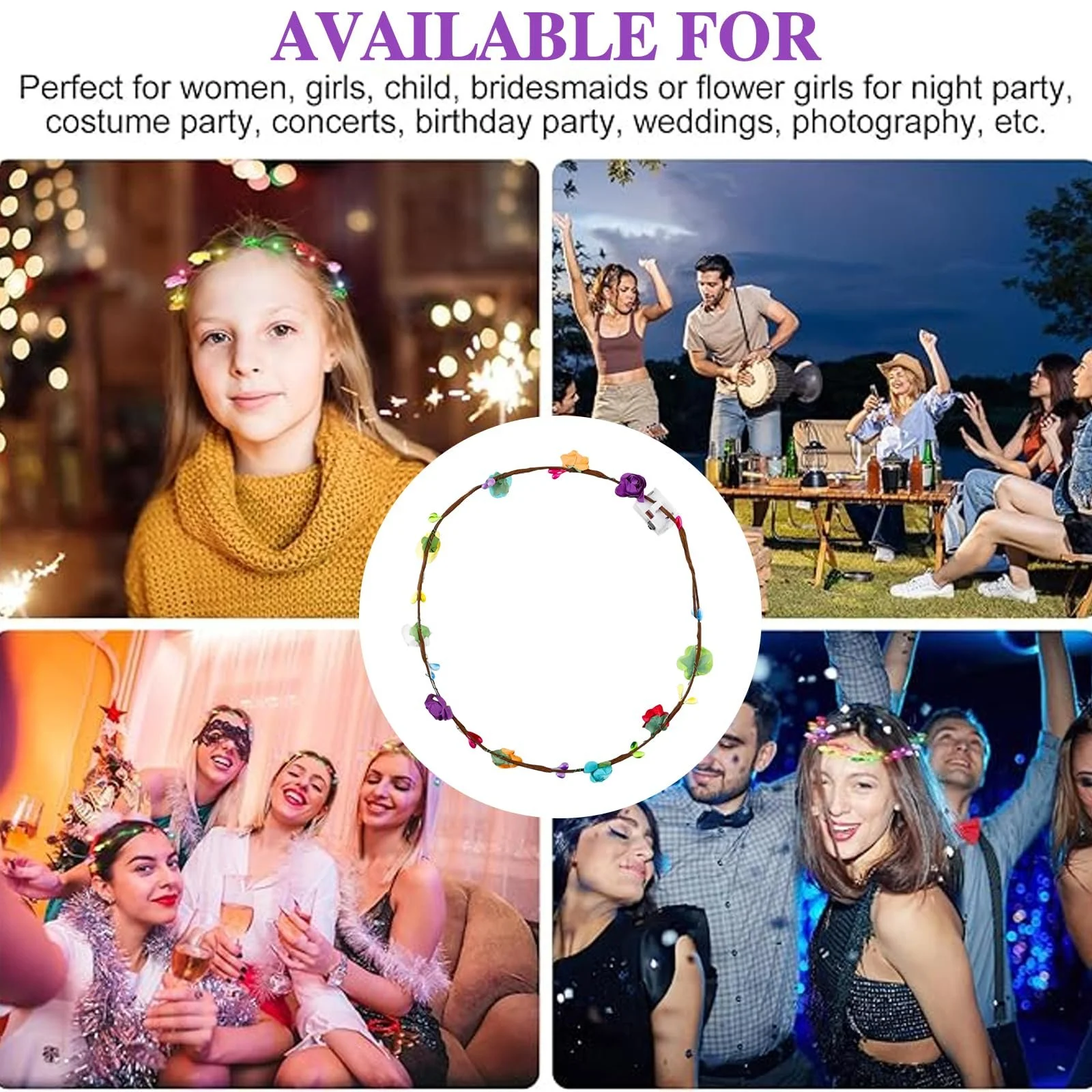 Обруч Цветок LED, 20 штук, Разноцветный, фото №7