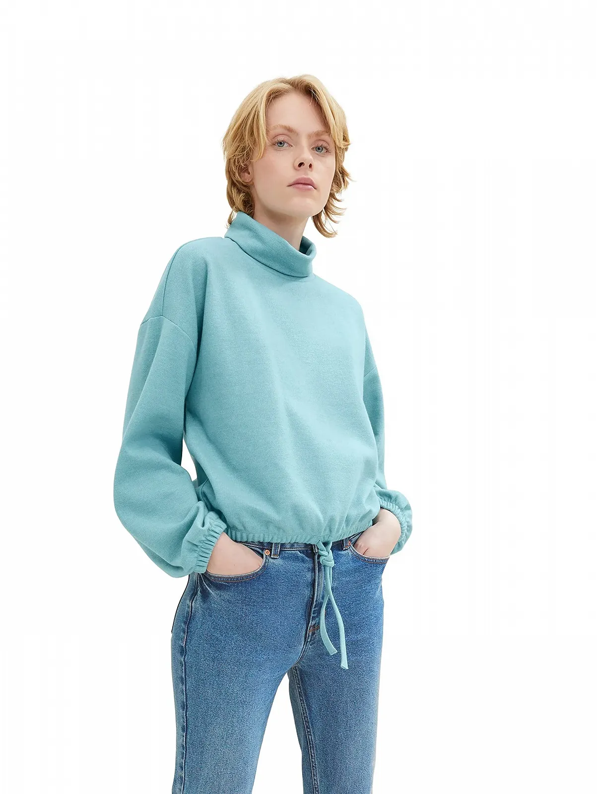 Укороченный свитшот TOM TAILOR Denim женский с кулиской, фото №1 Укороченный свитшот TOM TAILOR Denim женский с кулиской, фото №1