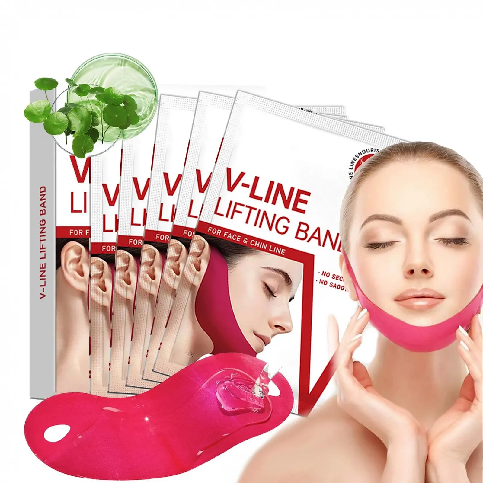 V-подібна маска для обличчя з колагеном, набір з 5 штук, фото №1