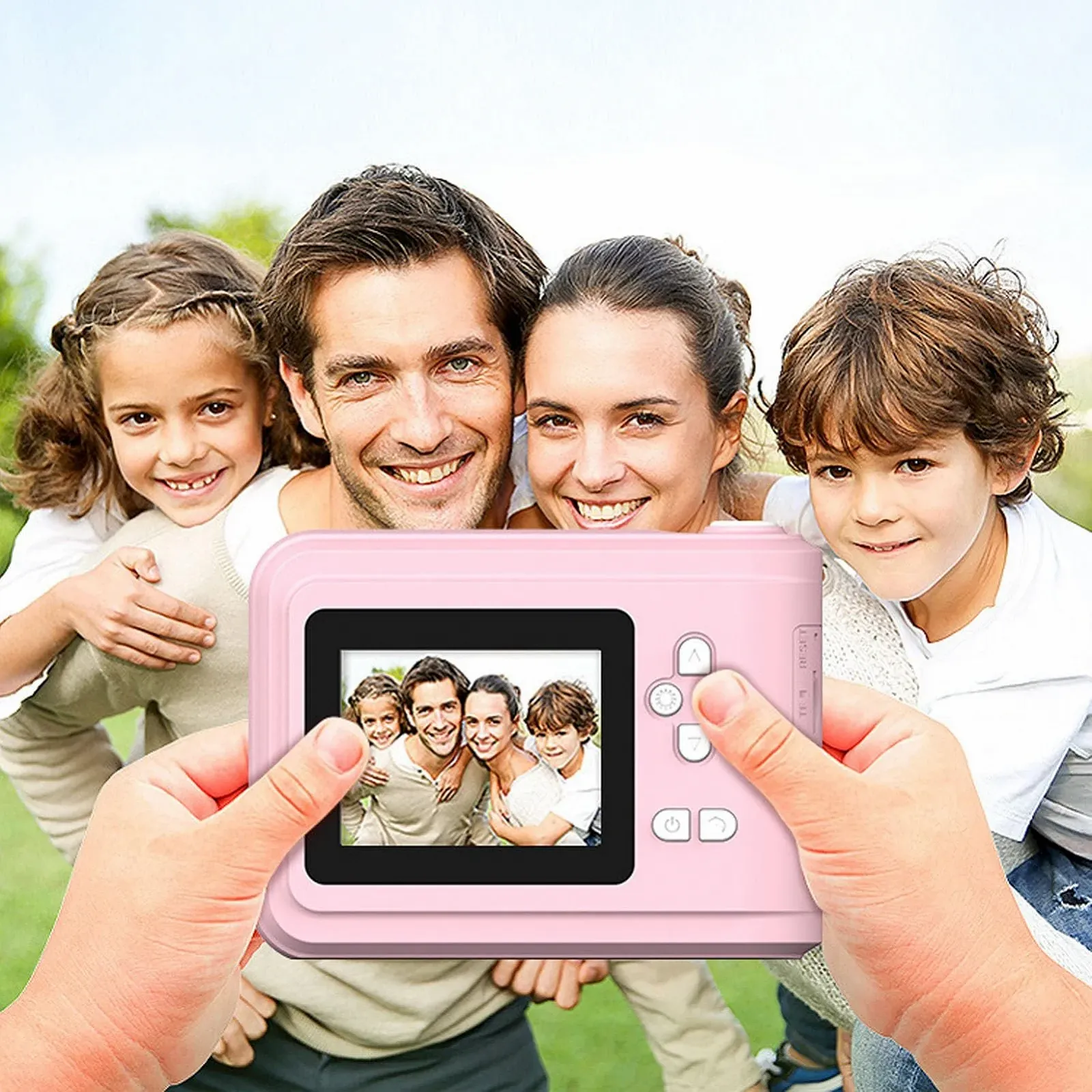 Камера мгновенной печати для детей 48 MP 1080p с 3 рулонами бумаги Розовая, фото №5