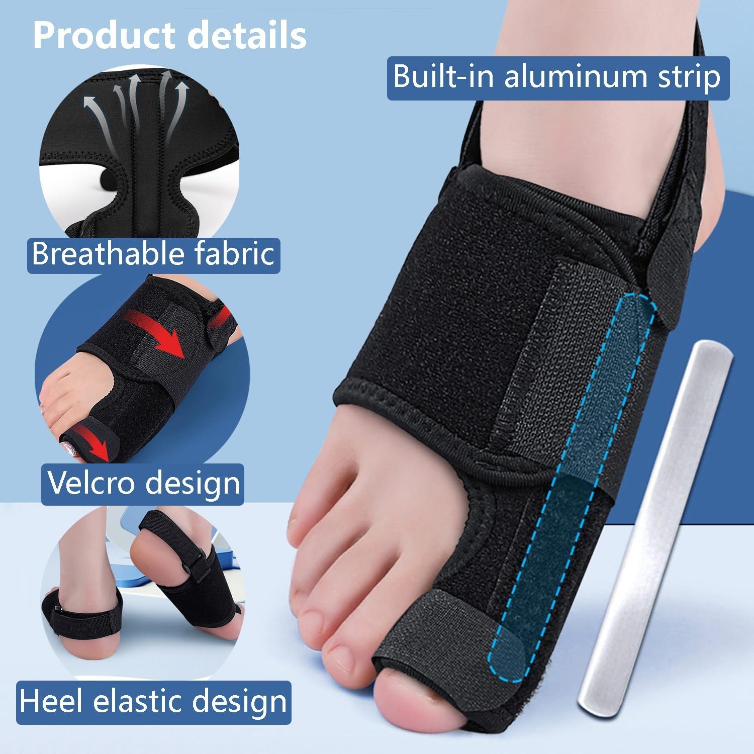 Коректор великого пальця стопи Qualihome з 2 кутовими роздільниками для пальців, фото №1