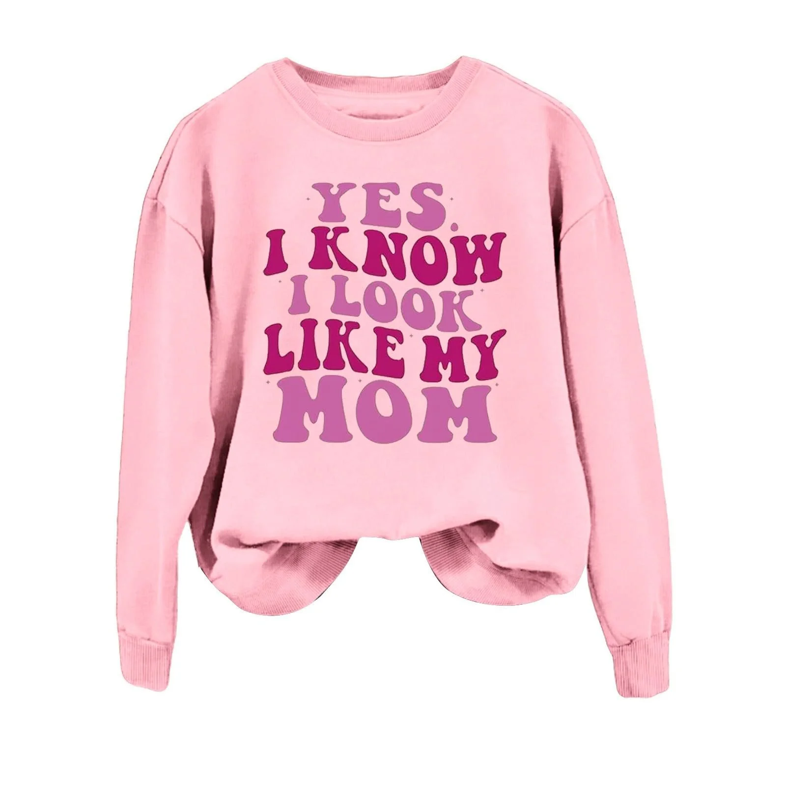 Женский свитшот с круглым вырезом Oversized рукав Yes I Know I Look Like My Mom Смешная надпись Fashion Длинный рукав Пуловер Топы Водолазка, фото №1