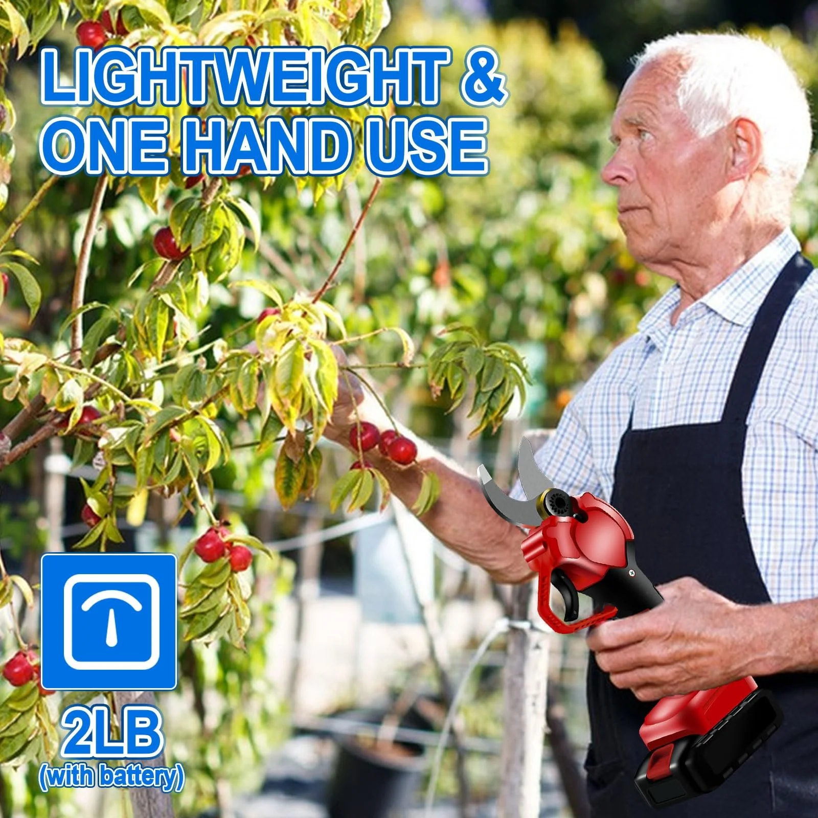 Секатор електричний Gotrain 40 мм акумуляторний з безщітковим двигуном та акумулятором 2000 мА, фото №5