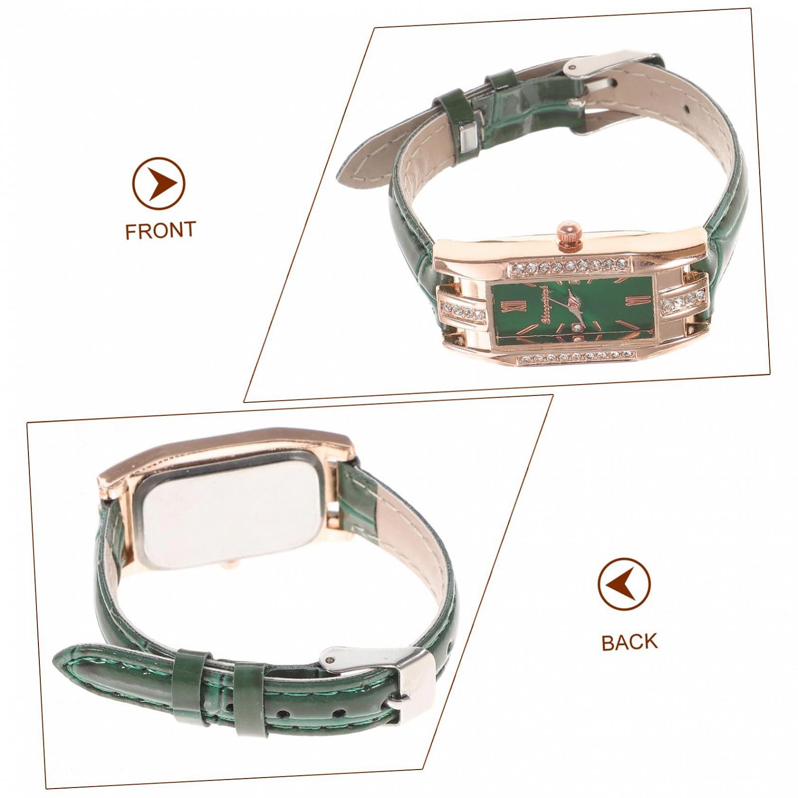 Часы женские кварцевые PartyKindom с римскими цифрами зеленые, фото №2