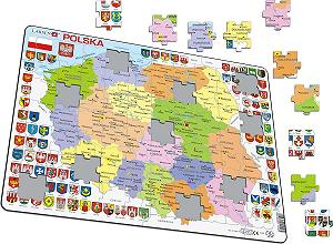 Пазл Larsen K97 Політична карта Польщі (Польське видання) 70 деталей з рамкою synthetic.ua - Фото 1