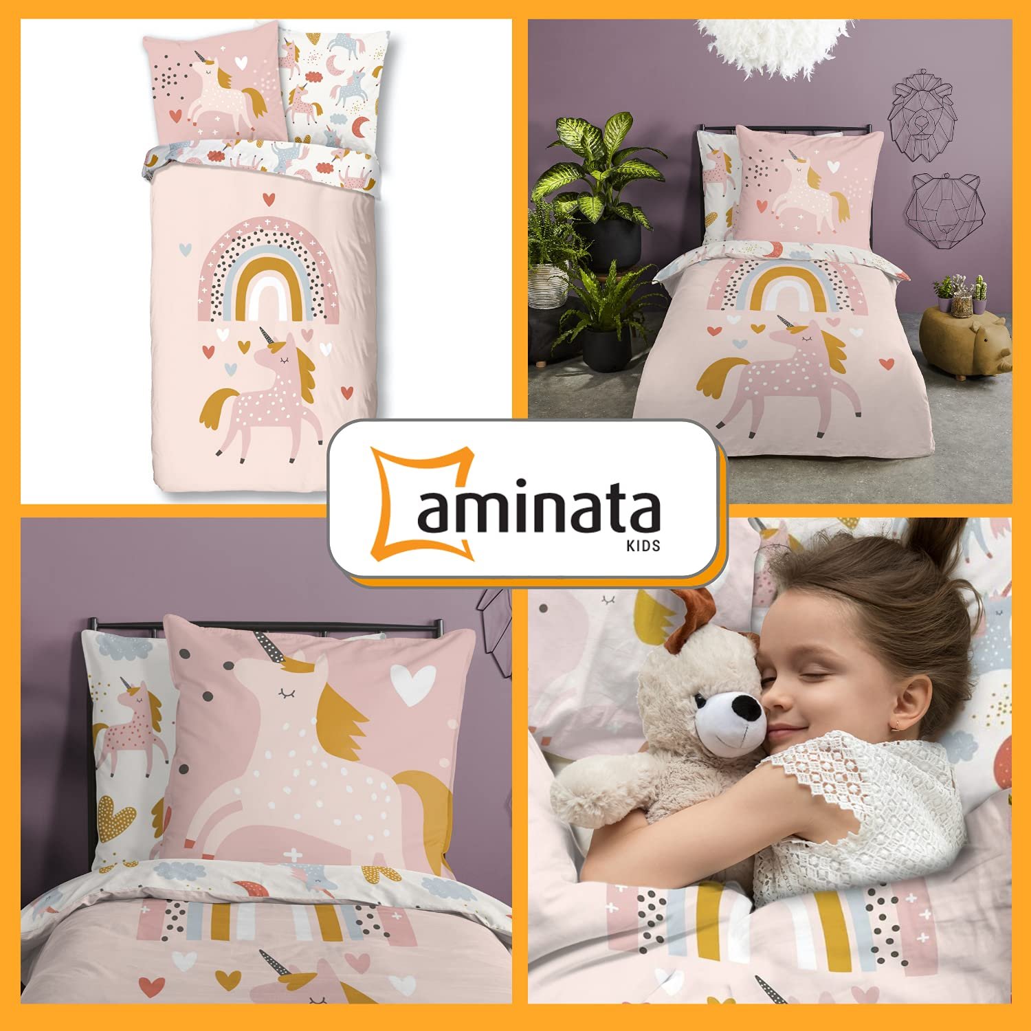 Детское хлопковое постельное белье Aminata Kids с молнией, 135 см x 200 см, серое, фото №2