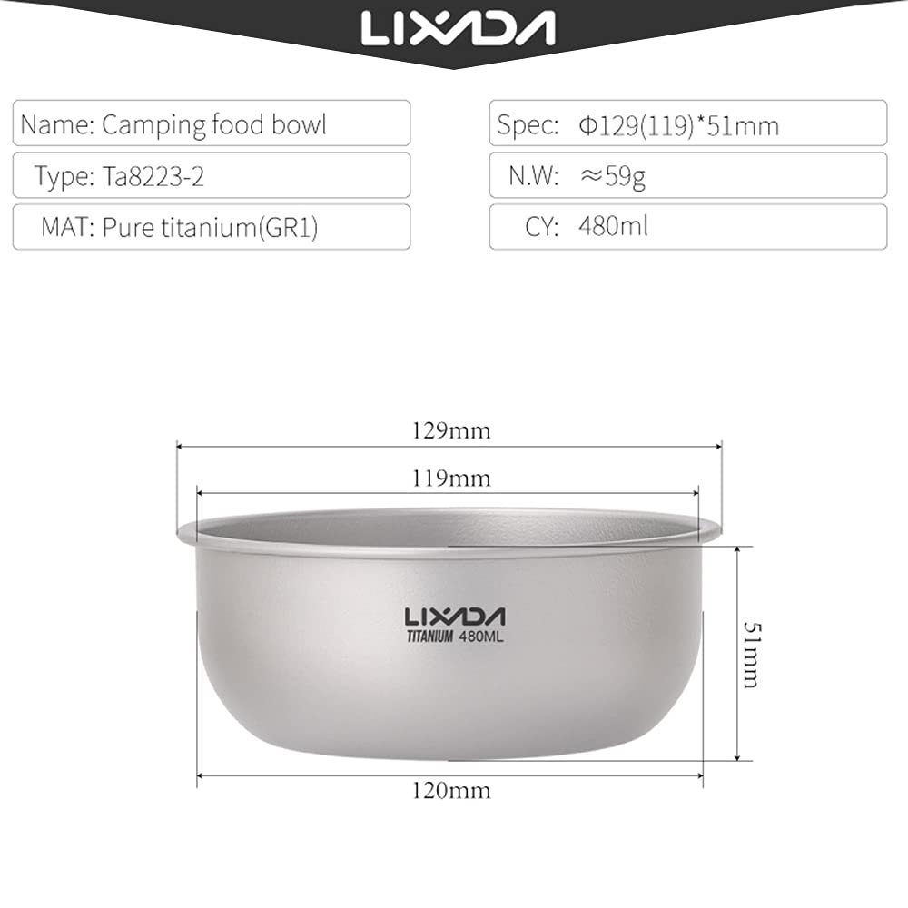 Миска Lixada Титан 360 мл/480 мл/620 мл/710 мл/920 мл/1000 мл/1200 мл, фото №6