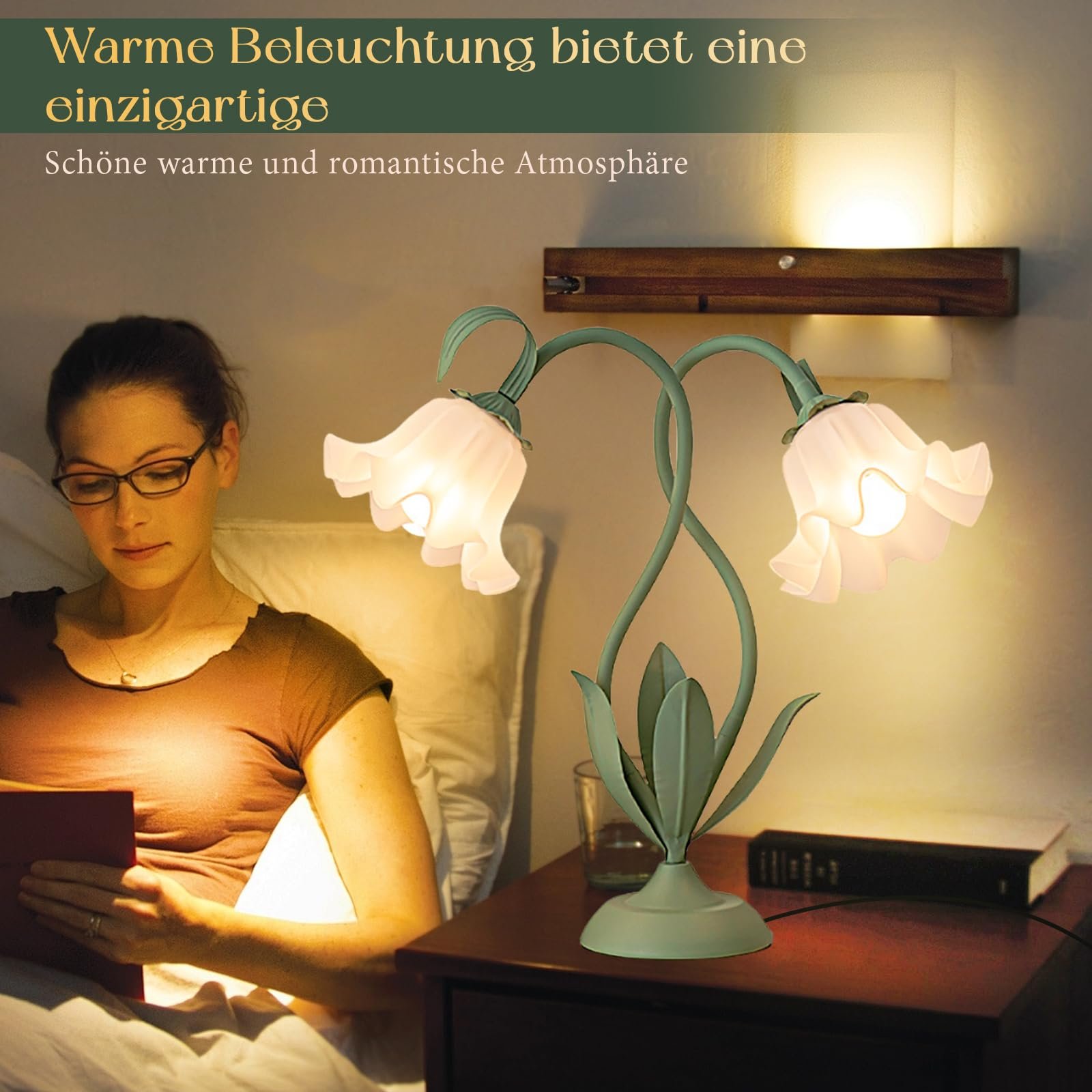 Настільна лампа Квітка Подвійна Металева Поворотна з вимикачем на кабелі, фото №7