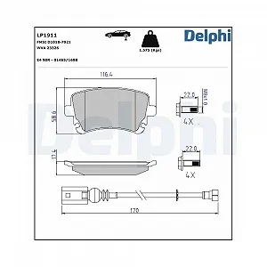 Комплект тормозных колодок DELPHI LP1911 дисковый тормоз для AUDI VW задняя ось - Фото 1