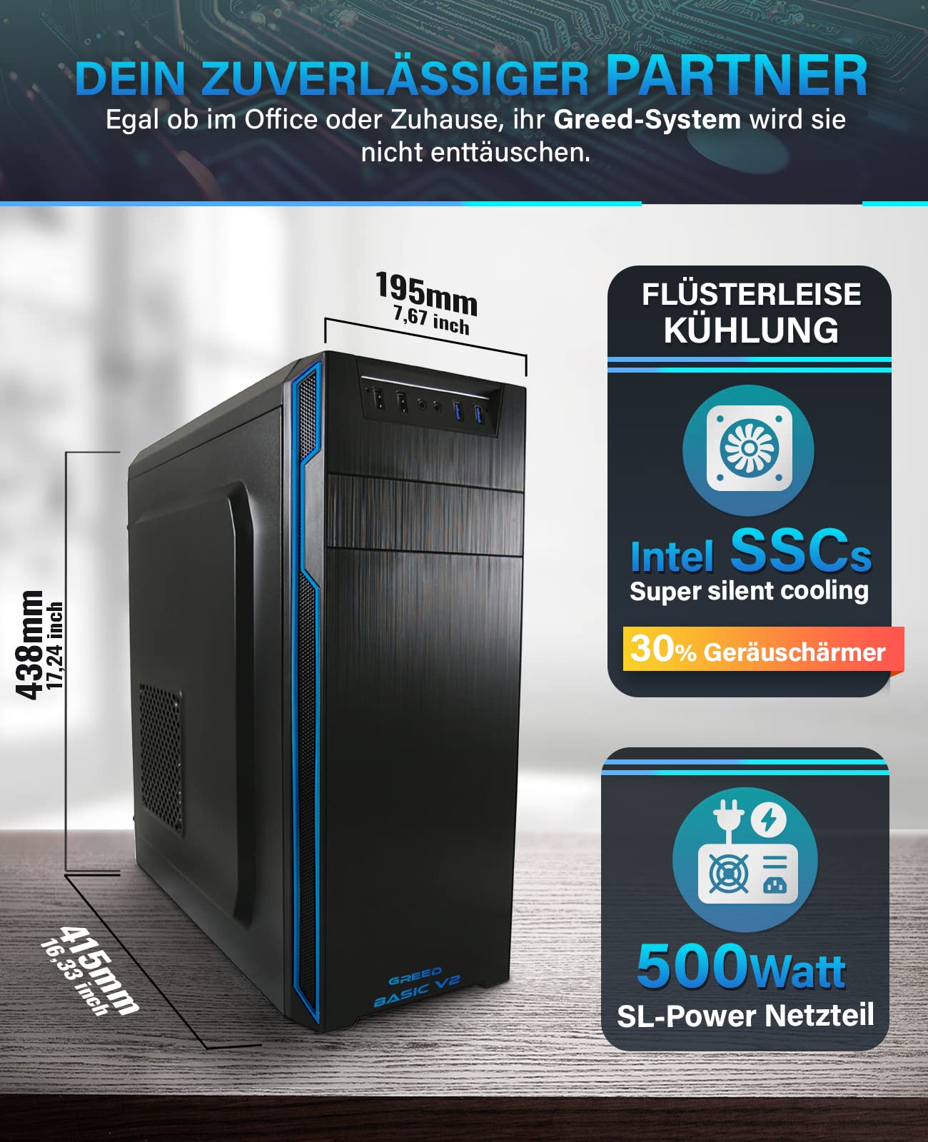 ПК Greed Basic V2 Intel Core i5 10400 8GB 256GB SSD DVD+RW Wi-Fi Windows 11 Pro, фото №6