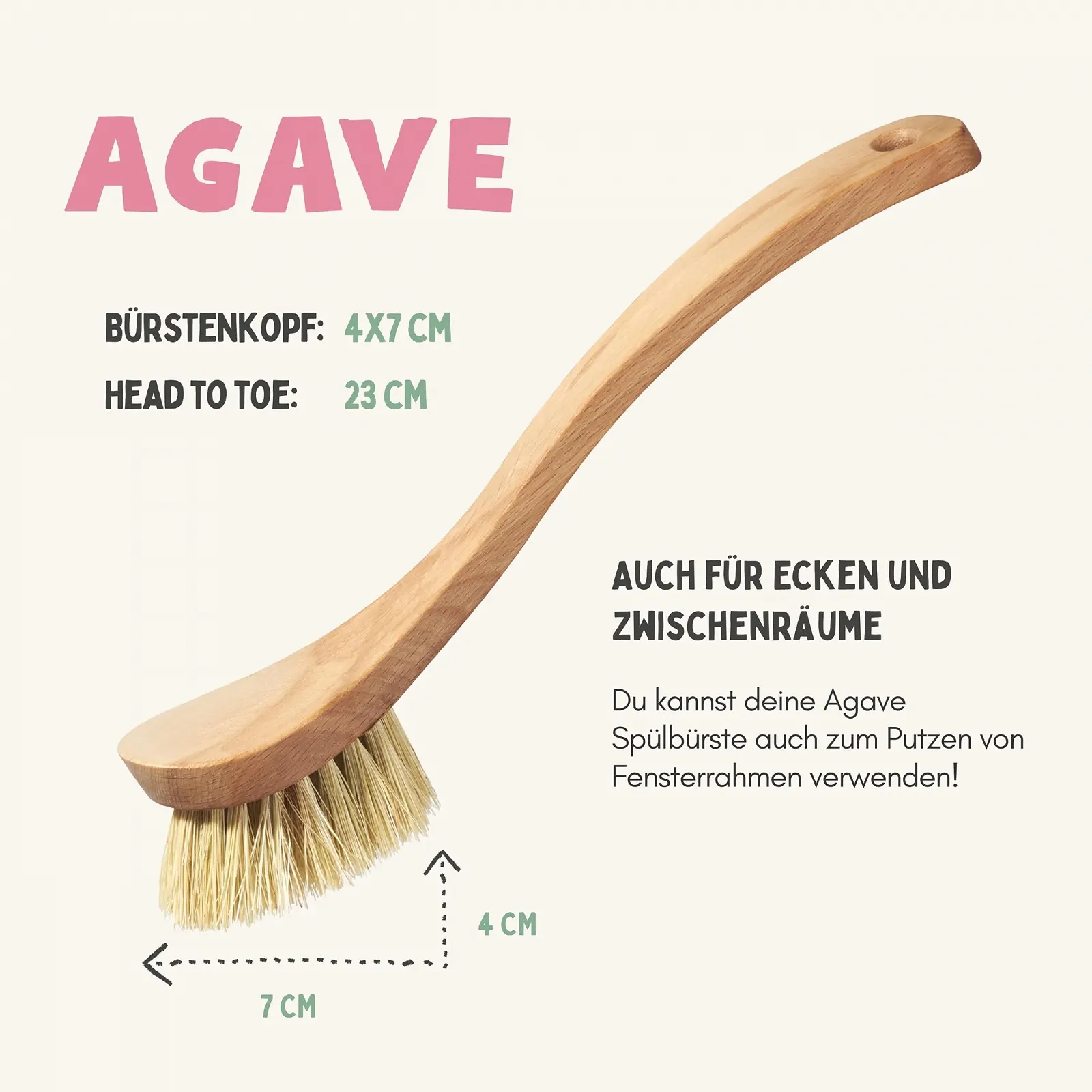 Щітка для посуду дерев'яна Classic Agave Plant Fibre Бук 23 см 100% Plastic-Free, фото №5 Щітка для посуду дерев'яна Classic Agave Plant Fibre Бук 23 см 100% Plastic-Free, фото №5