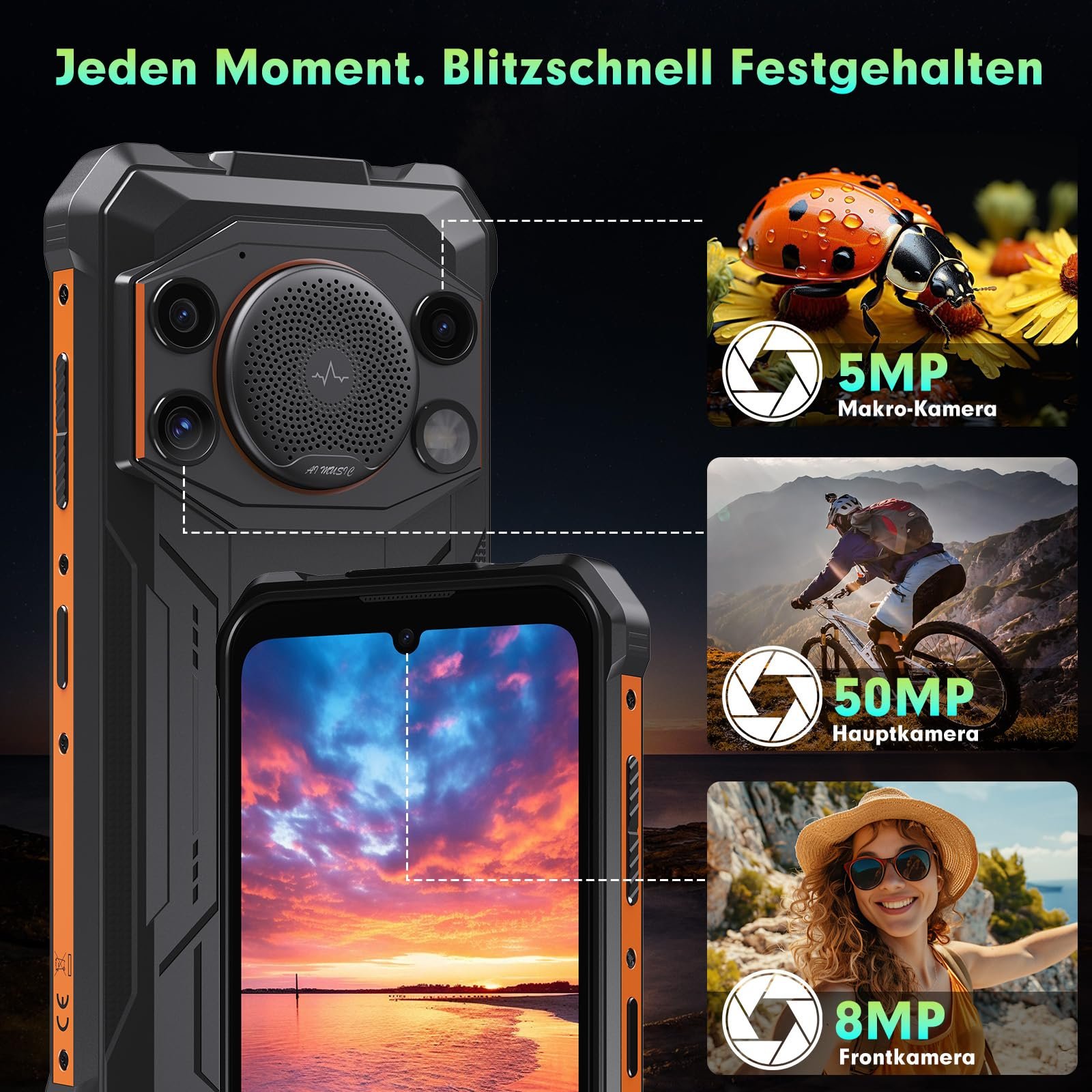 Смартфон FOSSiBOT F110L Outdoor 10000 мАгод 6.745 дюйма 12GB + 128GB 50MP NFC Android 15, фото №7
