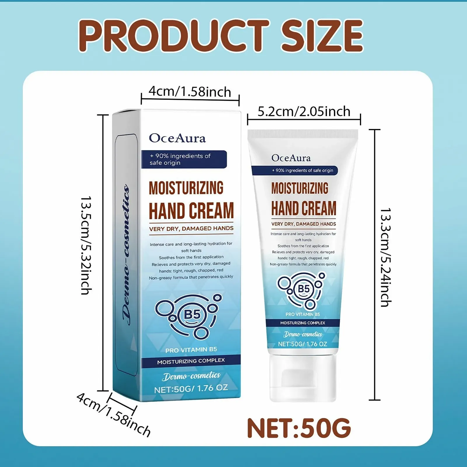 Крем для рук 50 г для очень сухой кожи, крем для ухода за руками с провитамином B5, регенерирующий бальзам для ежедневного ухода, мгновенно успокаивает зуд, сухие руки и увлажняет, фото №7