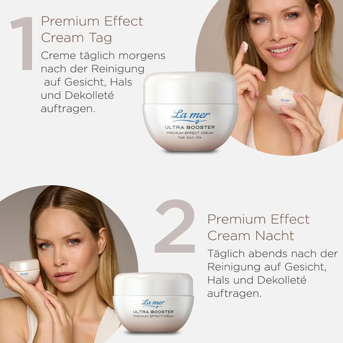 Набір денний та нічний крем La mer Ultra Booster Premium Effect Set 50 мл та 15 мл, фото №3