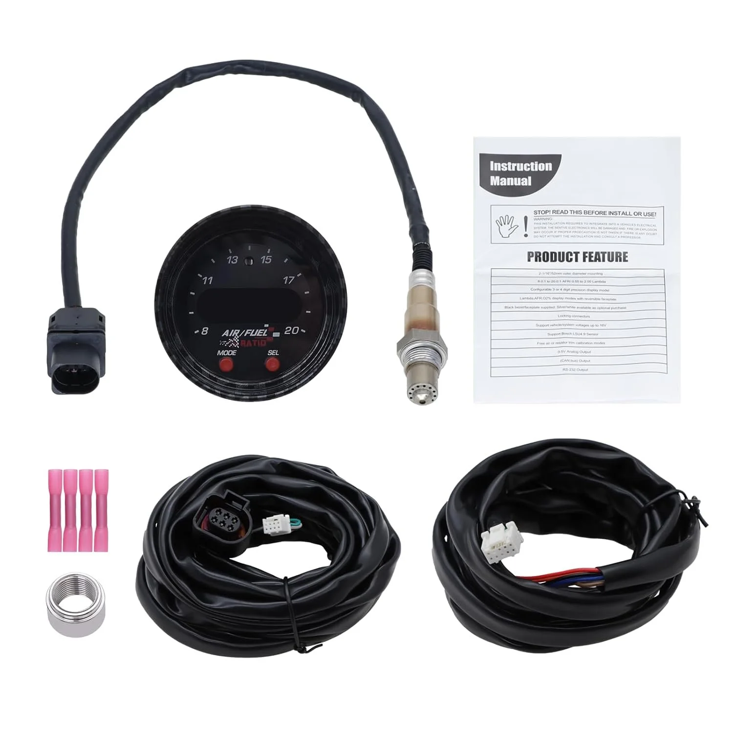 Широкосмуговий датчик співвідношення повітря/палива KAOLALI 30-0300 X-Series UEGO 52мм Чорний, фото №1