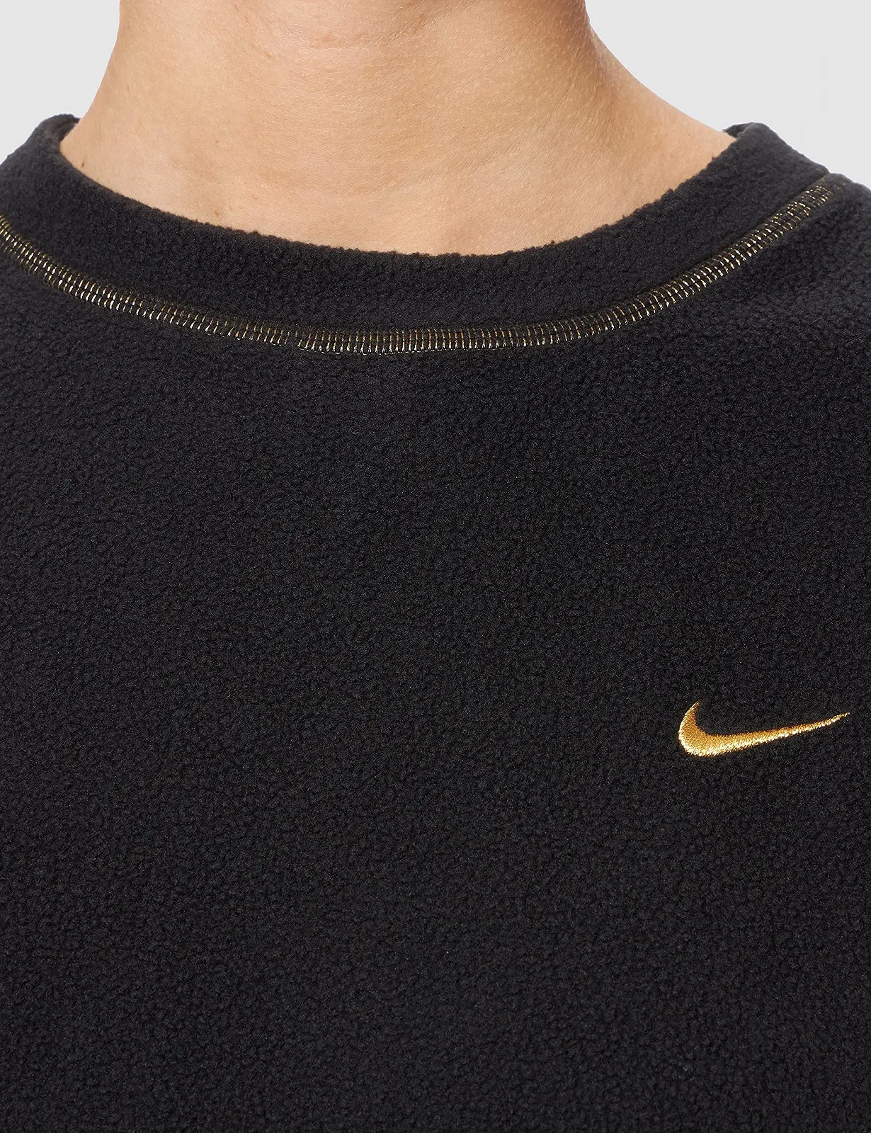 Толстовка Nike W NK ICNCLSH FLC THRMA TOP GD Черный/Золотистый металлик, фото №3