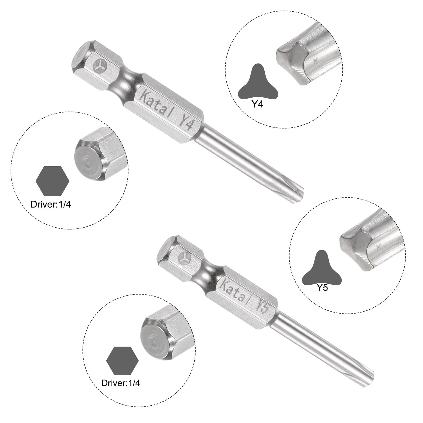 Набір трикутних бітів sourcing map Y4-Y8 1/4 дюйма шестигранний хвостовик 2 дюйма магнітний викрутка типу Y, фото №4