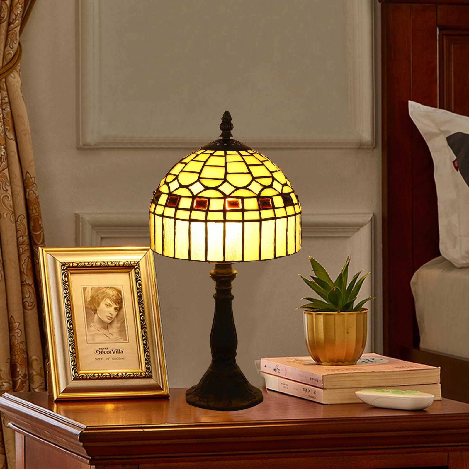 Настільна лампа Tiffany Retro вітражне скло ручна робота LED E27, фото №7