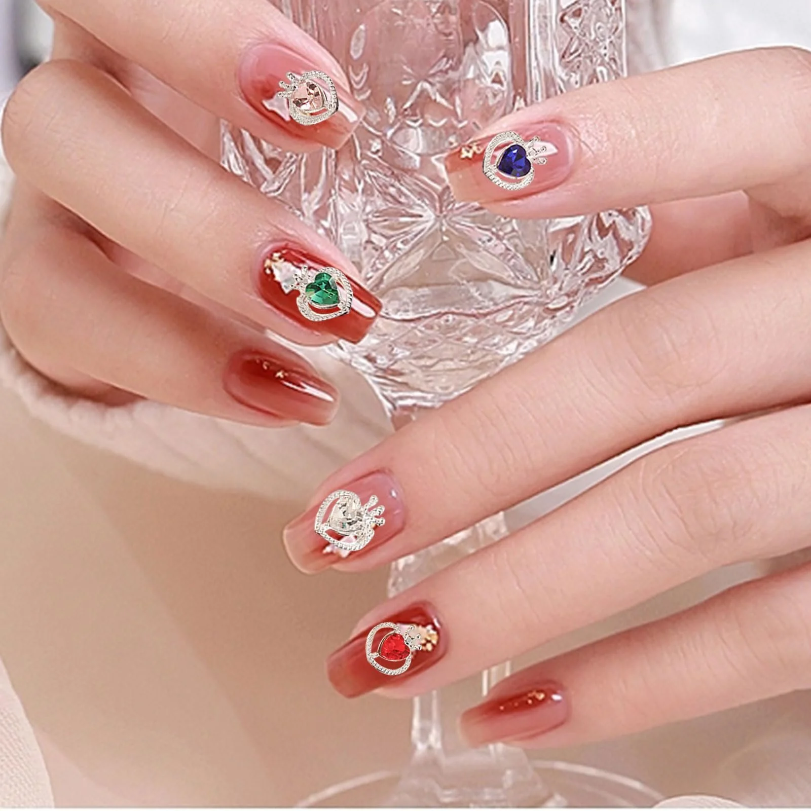 Стразы для ногтей Сердце Сплав 25 шт. Серебристый, фото №6