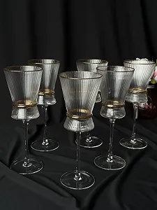 Бокали для вина 6 шт з золотою оконтовкою - Фото 1