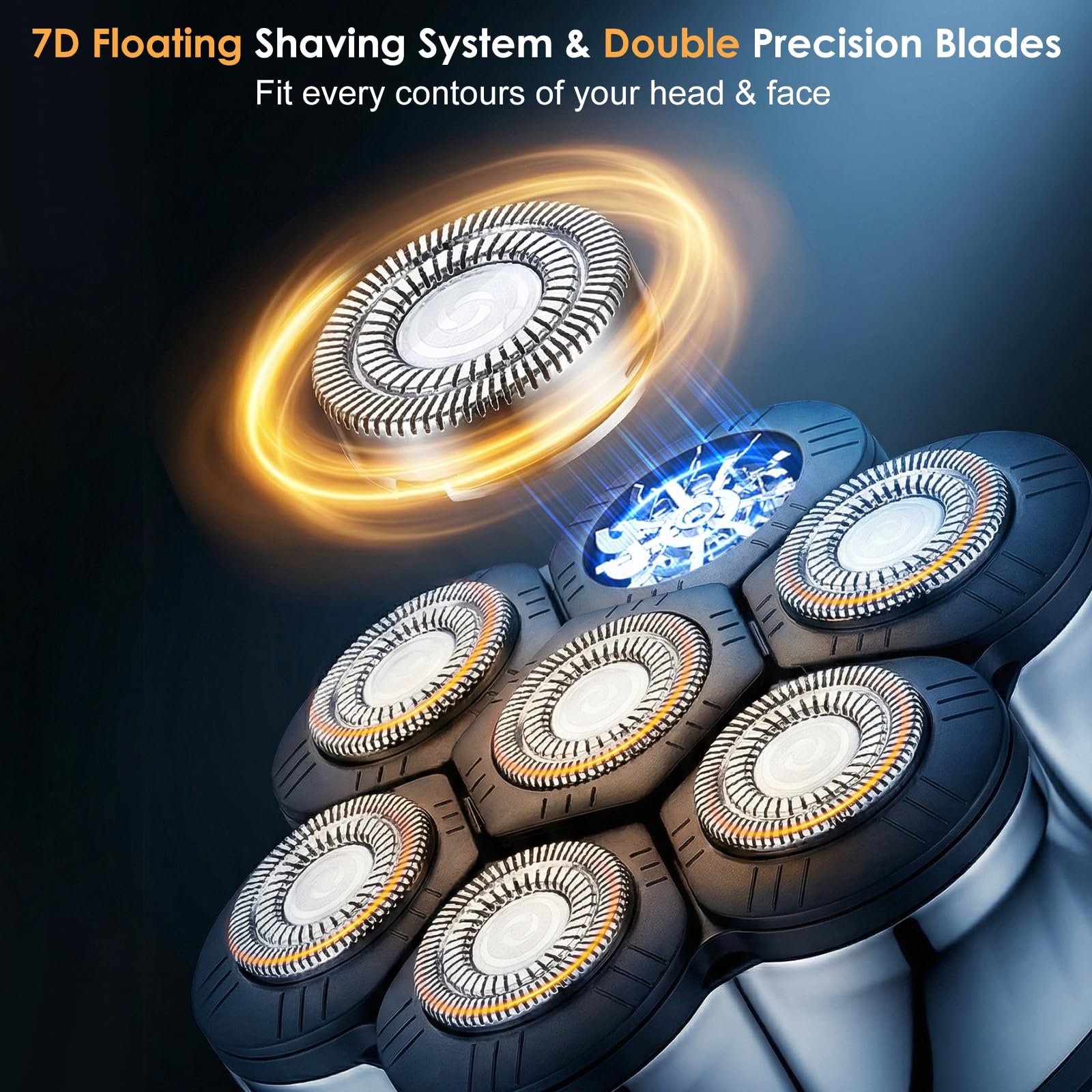 Электробритва для головы 7D магнитная водонепроницаемая IPX6 LED-дисплей Type-C, фото №3 Электробритва для головы 7D магнитная водонепроницаемая IPX6 LED-дисплей Type-C, фото №3
