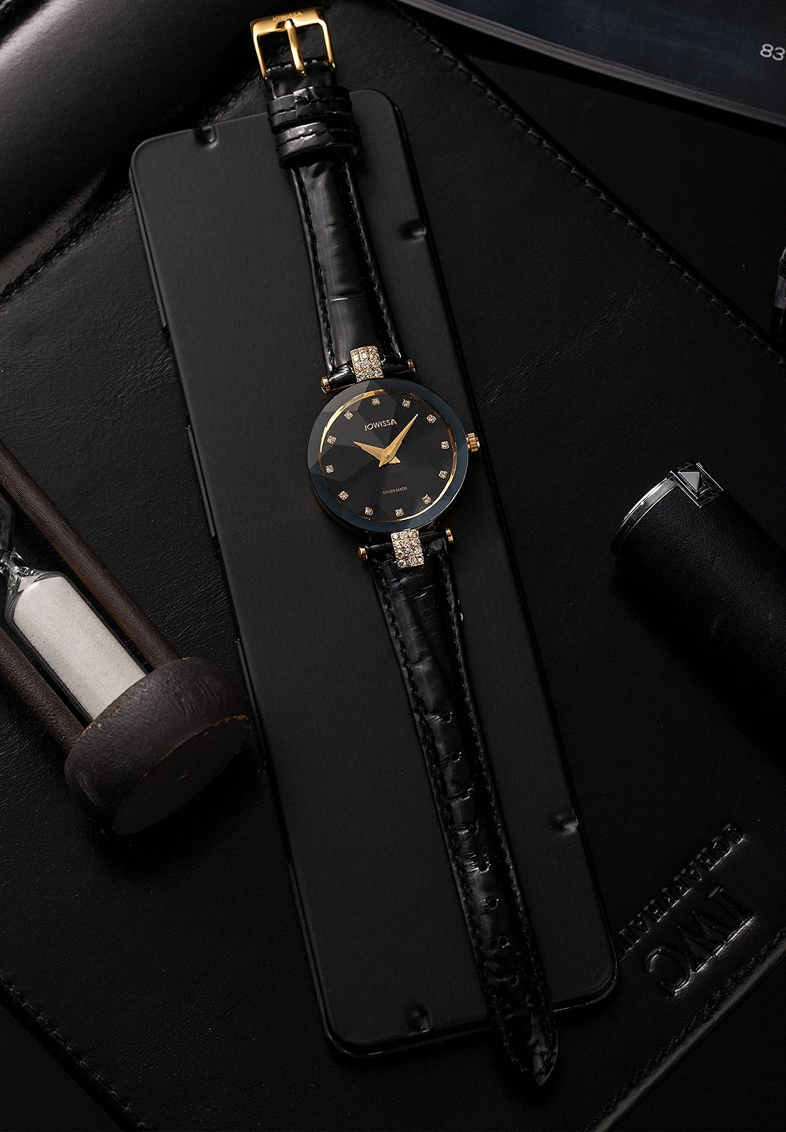 Женские часы JOWISSA Facet Rhinestone Swiss J5.614.M Черный/Золотой, Браслет, фото №4 Женские часы JOWISSA Facet Rhinestone Swiss J5.614.M Черный/Золотой, Браслет, фото №4