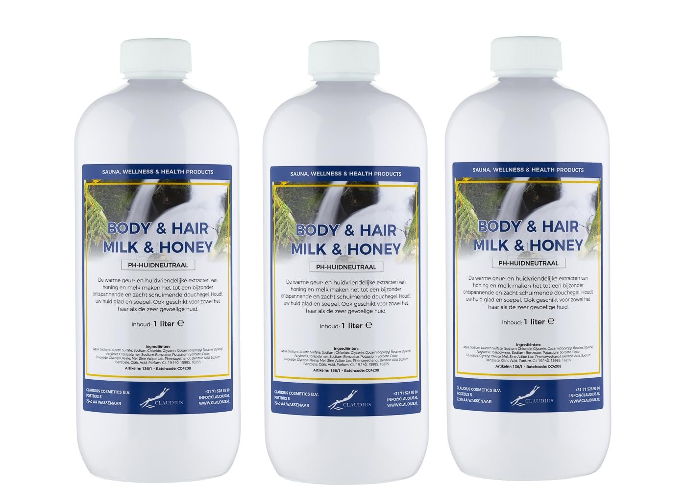 Гель для душу та шампунь Body & Hair Milk & Honey 3 x 1 Літр, фото №1