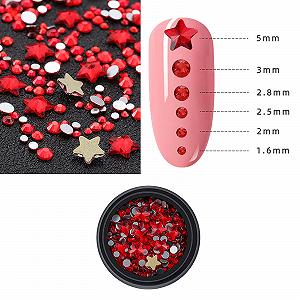 Стрази для нігтів Glaze 1 Коробка Пентаграма Червоний 2 Плоска основа Спеціальні діаманти synthetic.ua - Фото 1