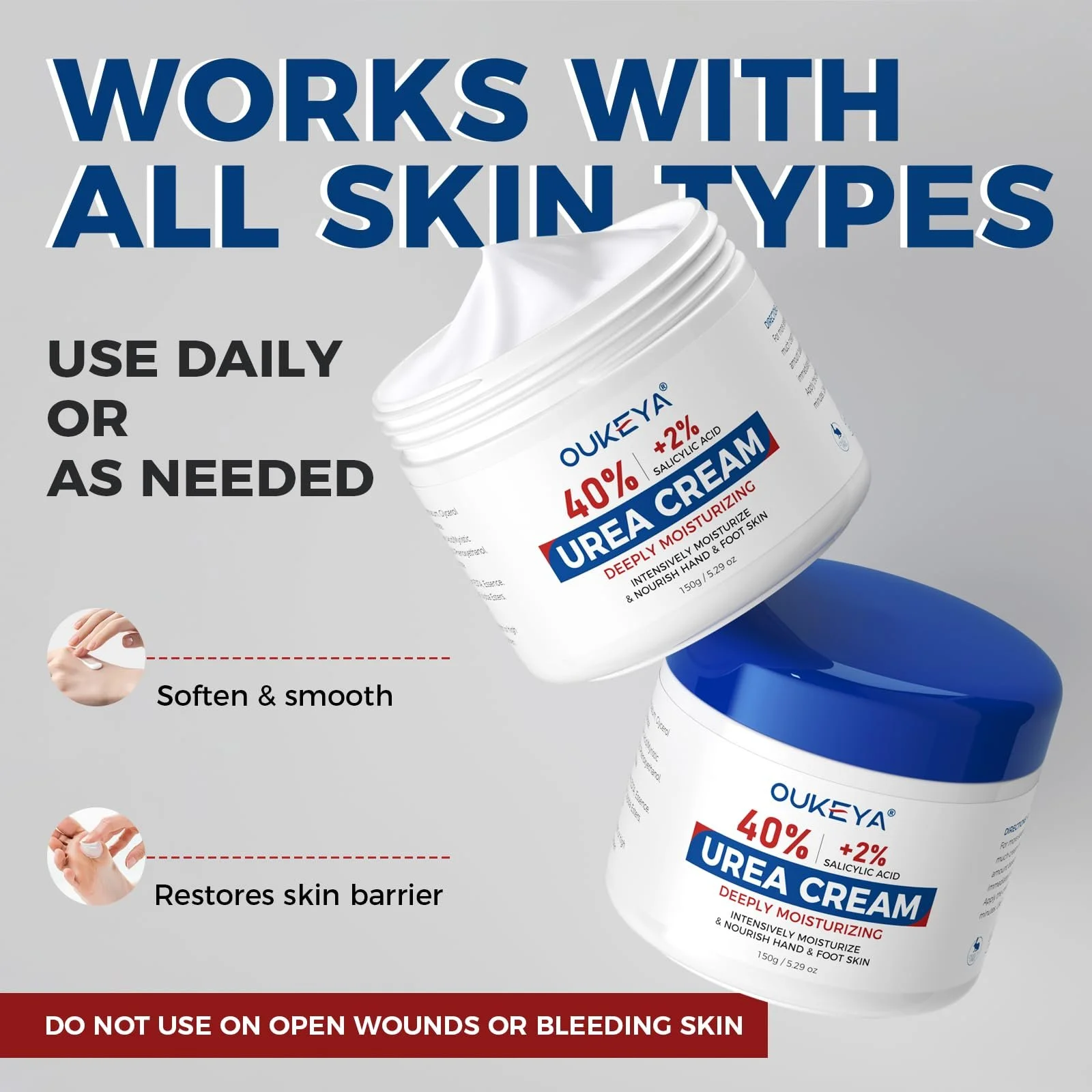 Крем для ног и рук OUKEYA Formula Urea Cream 40% Plus Salicylic Acid 2% увлажняющий и восстанавливающий, фото №8