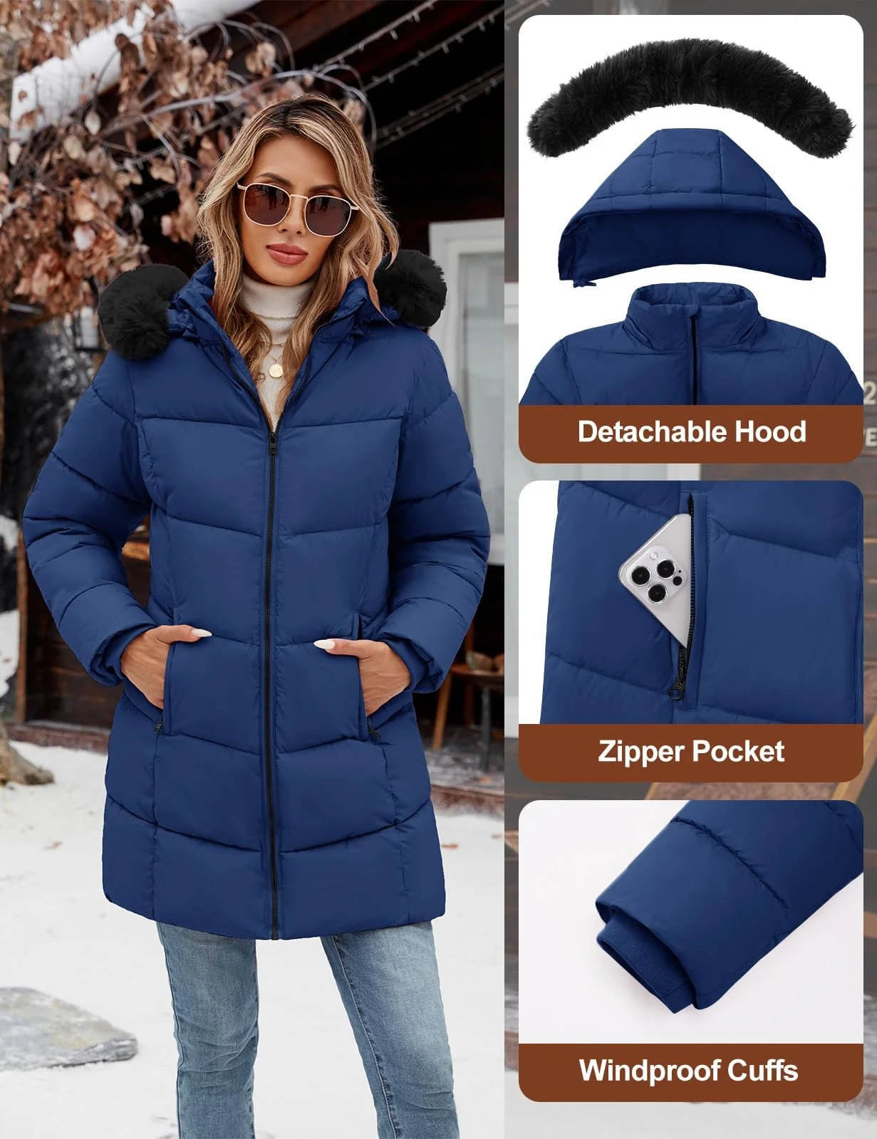 Зимова куртка Tuopuda Жіноча Довга Зимова Тепла, фото №3