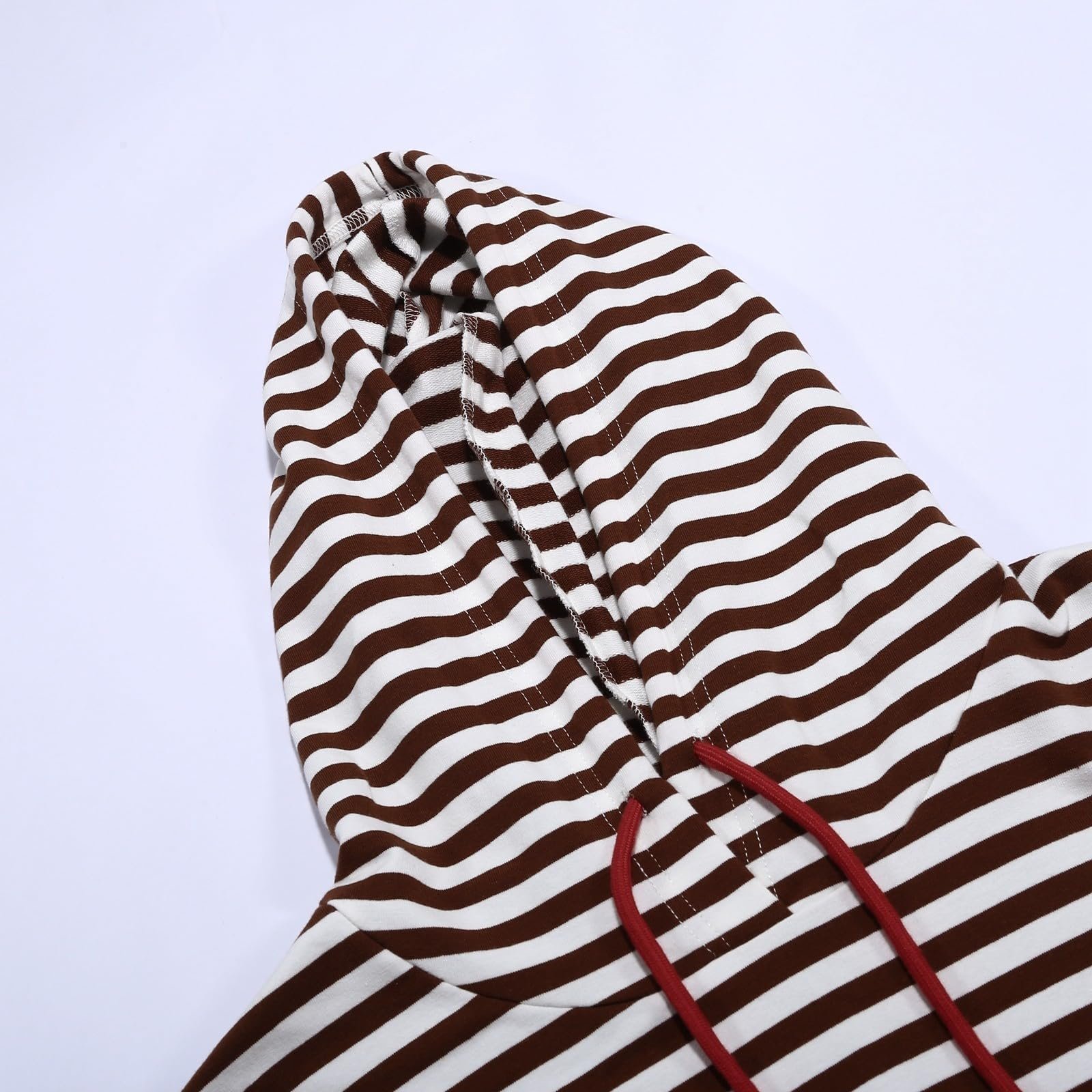 Свитшот Oversize в Полоску Женский, Полосатый Пуловер Женский с Капюшоном, Джемпер с Круглым Вырезом, Полосатый Сине-Белый с Длинным Рукавом Осенний Больших Размеров, фото №5