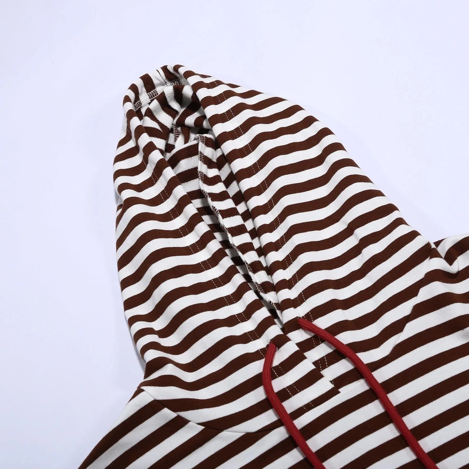 Свитшот Oversize в Полоску Женский, Полосатый Пуловер Женский с Капюшоном, Джемпер с Круглым Вырезом, Полосатый Сине-Белый с Длинным Рукавом Осенний Больших Размеров, фото №5