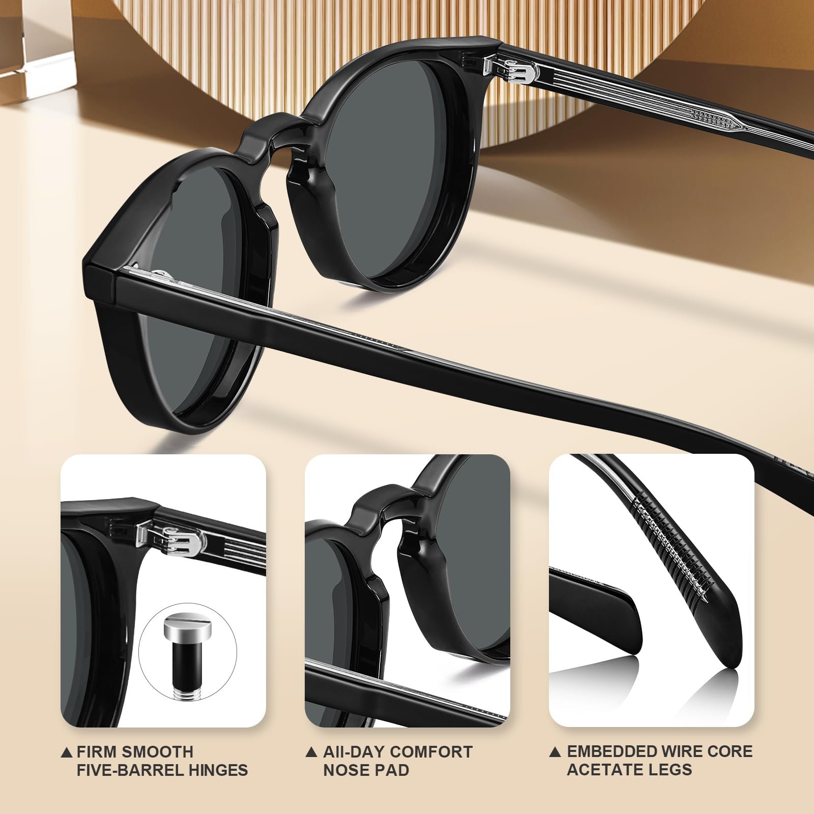 Сонцезахисні окуляри Жіночі Ретро CARFIA Круглі Поляризовані Високої Якості, фото №8