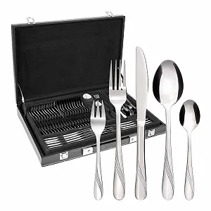 Набір столових приборів у футлярі GRÄWE Stralsund для 12 осіб, 60 предметів, нержавіюча сталь, без нікелю, полірований вручну, можна мити в посудомийній машині - Фото 1