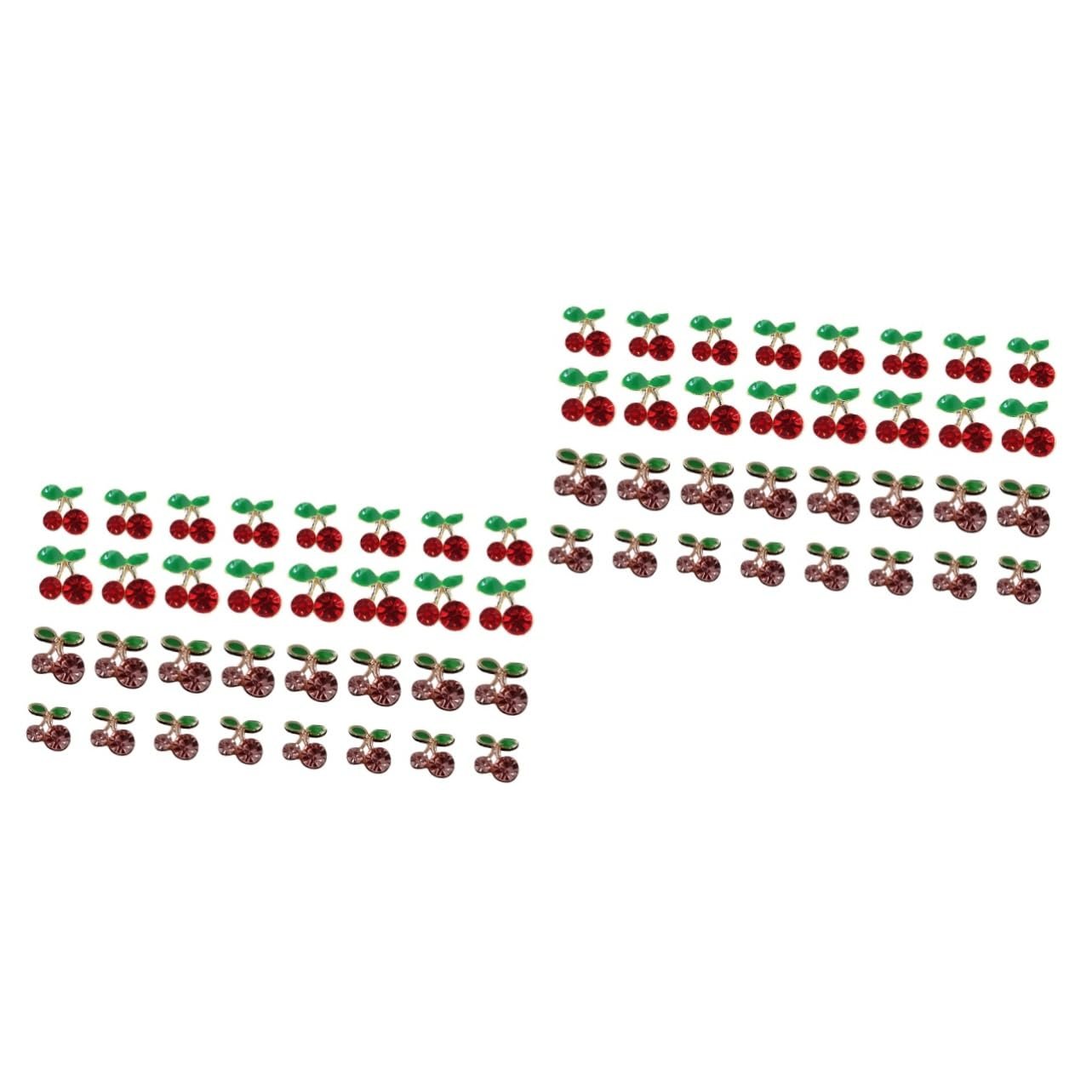 Прикраса для нігтів Вишня FRCOLOR 64 шт. Фруктові підвіски для нігтів зі стразами, фото №1