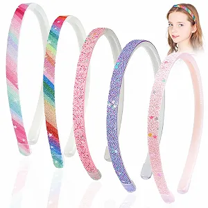 Набір обручів на голову для дівчаток, 5 шт, різнокольорові - Фото 1