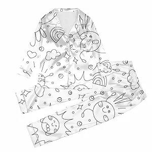 Дитяча піжама для розфарбовування з мультяшним принтом, домашній одяг - Фото 1