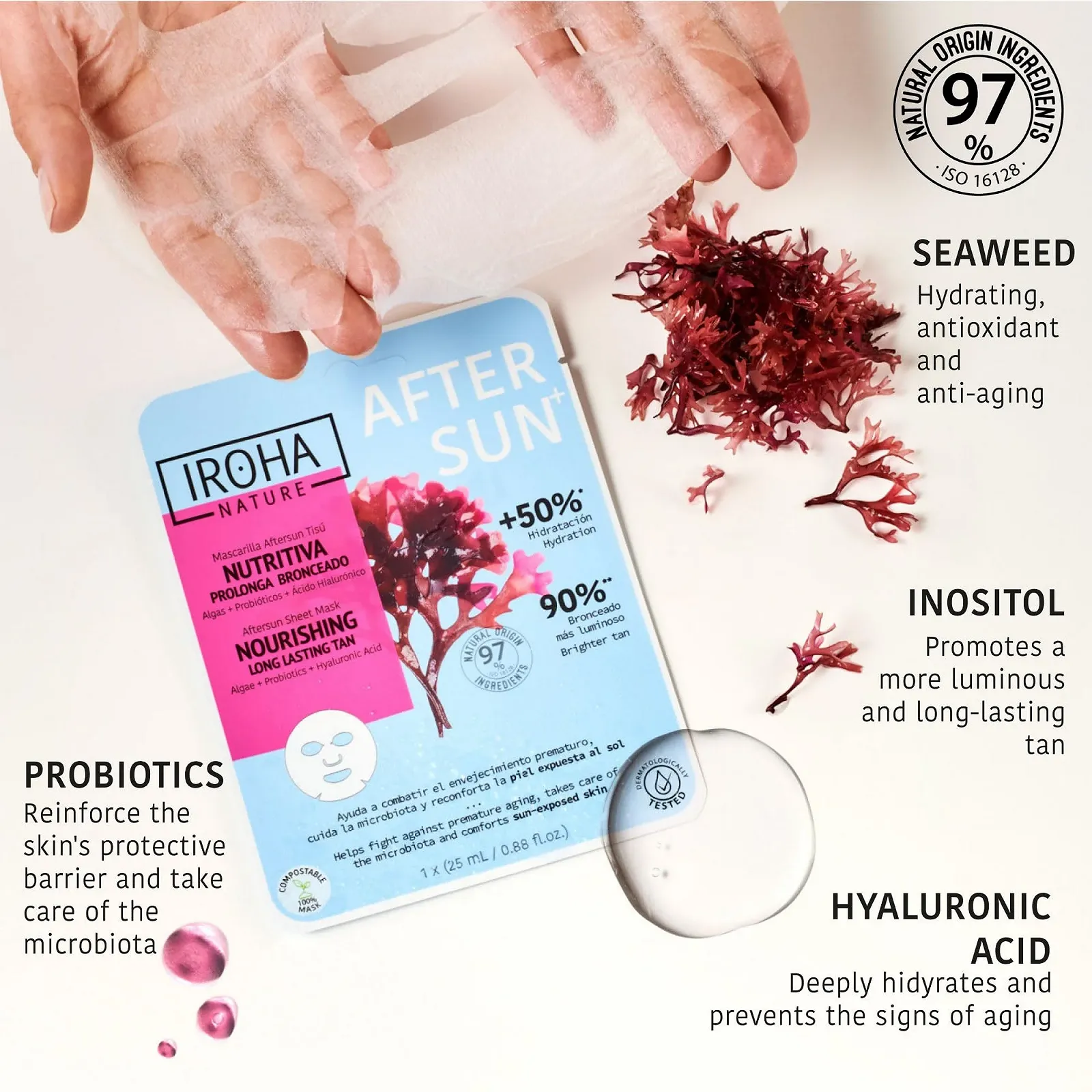 Маска для обличчя Iroha Nature Після засмаги Живильна та продовжує засмагу, фото №6