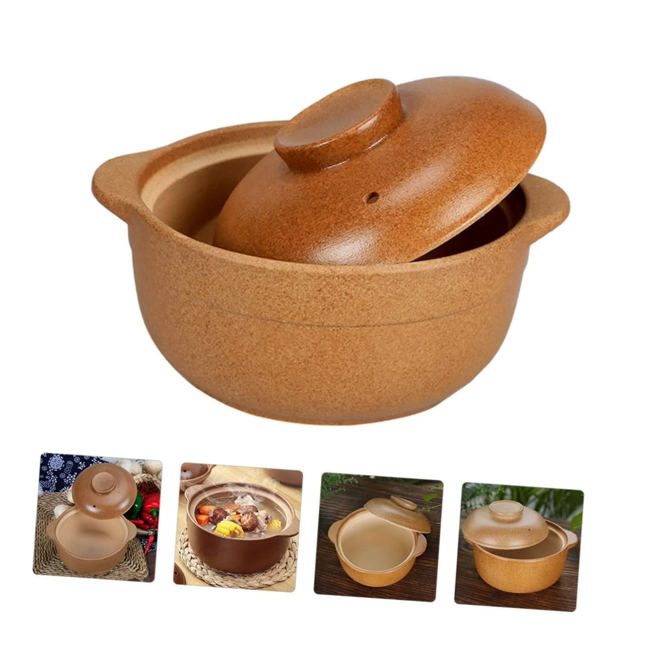 Каструля Amosfun керамічна з кришкою термостійка 1.6 л, фото №5