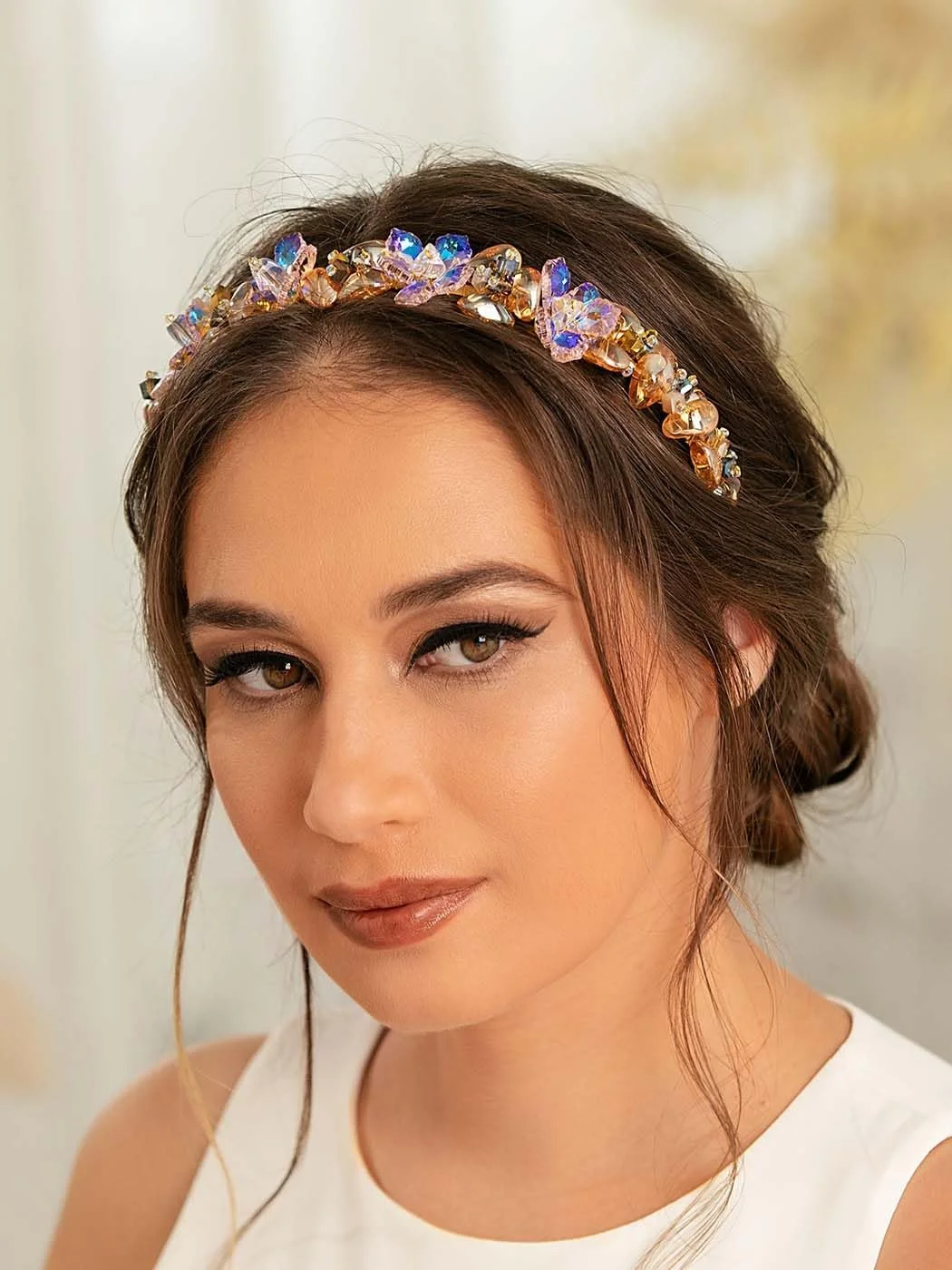 Обруч для волосся IYOU з блискучими стразами, фото №5