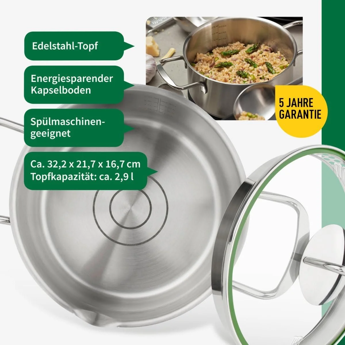 Каструля FACKELMANN Chefkoch Munich 20 см нержавіюча сталь 3.0 літра, фото №3 Каструля FACKELMANN Chefkoch Munich 20 см нержавіюча сталь 3.0 літра, фото №3