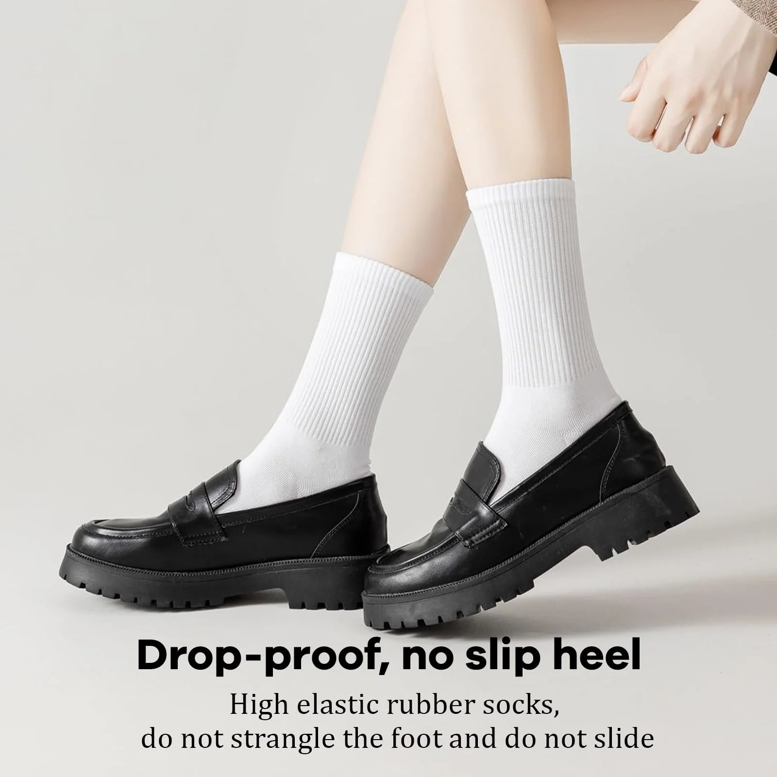 Женские носки Тип Хлопковые Тонкие Носки Длинные Носки Поддержка Арки Щиколотки Повседневные Тренировочные Высокие Носки Белый и Черный, фото №5