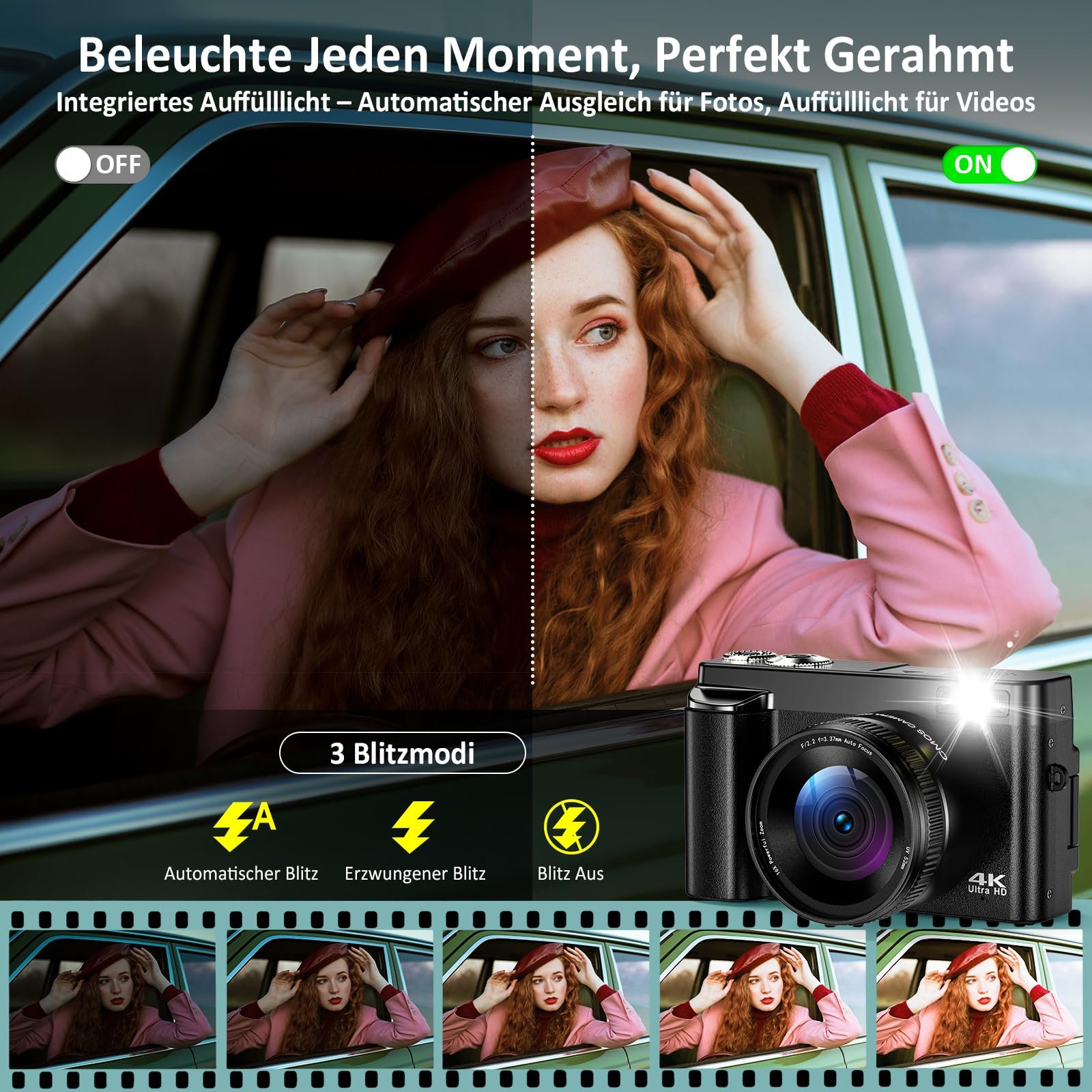 Цифровой Фотоаппарат 4K Компактный Цифровой фотоаппарат 48MP с Автофокусом, 3 Дюймовый 180

Складной Экран, 16X Цифровой Зум, Карта Памяти 32GB, 2 Батареи, фото №8
