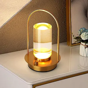 Настільна лампа LED Акумуляторна Бездротова Сенсорна 3 Колірні Температури Золота - Фото 1