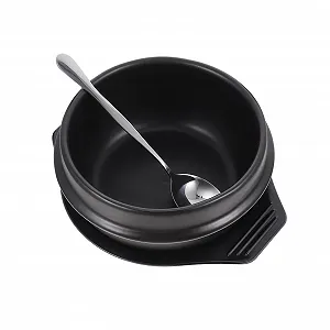 Керамическая кастрюля BESTOYARD с подносом и ложкой, легкая каменная кастрюля для бибимбапа, жаровня, гладкая поверхность - Фото 1
