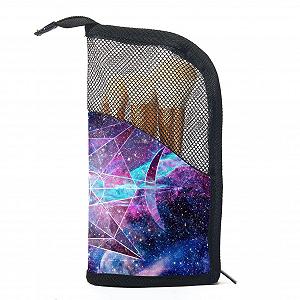 Набір кистей для макіяжу з сумкою Galaxy Triangles Stars Universe Colored-1875, 12 шт. - Фото 1
